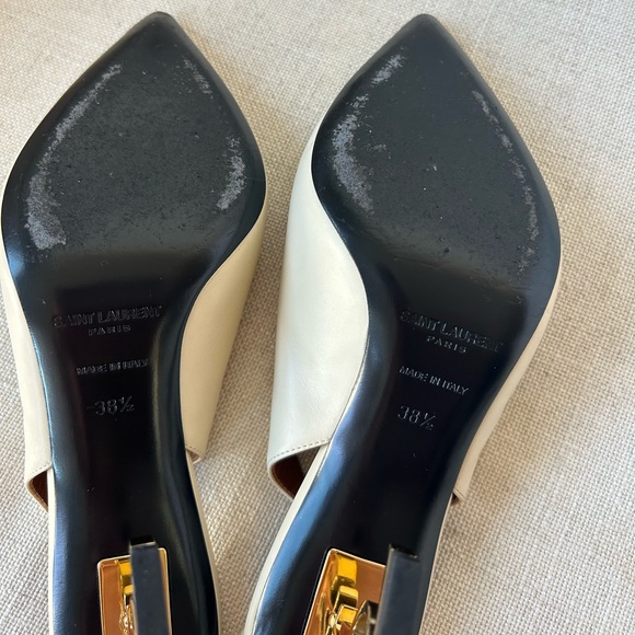 Saint Laurent YSL Opyum Logo-Heel Leather Slingback Pumps - Picture 10 of 16